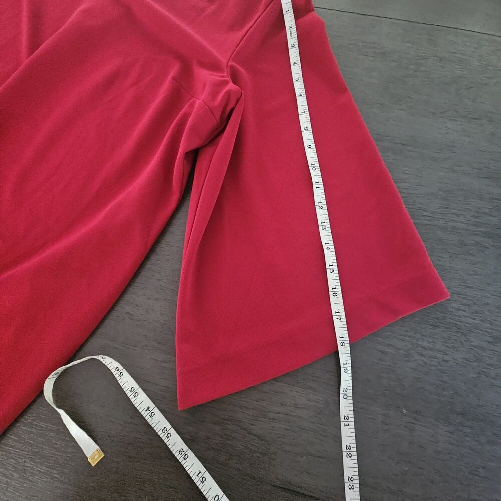 Chicos Red Bell Sleeve Sheath Dress Size 4 20/22 Holiday Cocktail Event Mini - Picture 5 of 6